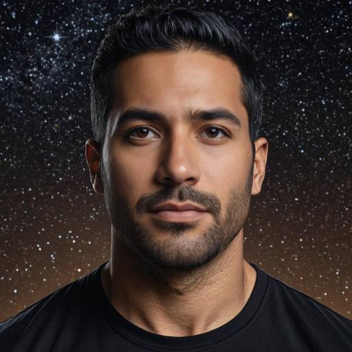 Portrait of Latino Man with Starry Background