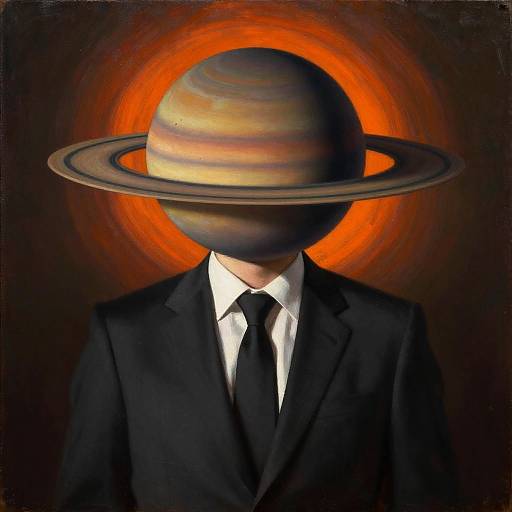 Surreal Saturn Headed Man Portrait