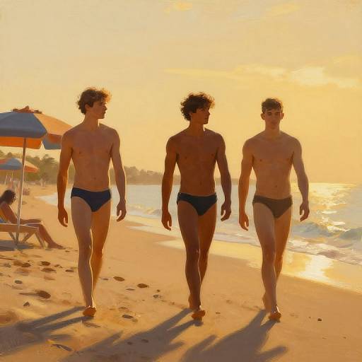 Boys in Bikinis on Sunset Shore