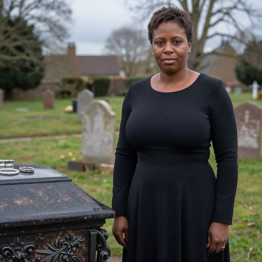 Composed Woman by Funeral Urn