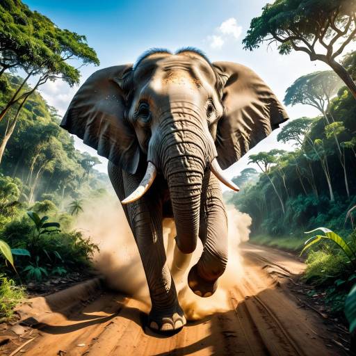 Charging African Elephant in Jungle