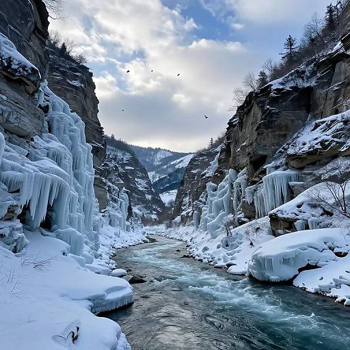 Surreal River Flowing Upward Canyon