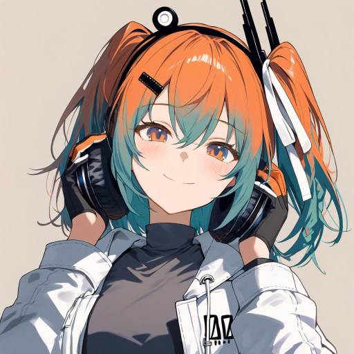 Cheerful Adachi Rei with Headphones