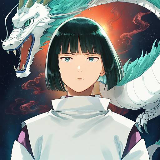 Illustration of Haku (sen to chihiro no kamikakushi), sen to chihiro no kamikakushi in the style of Fukutarou (enji127)