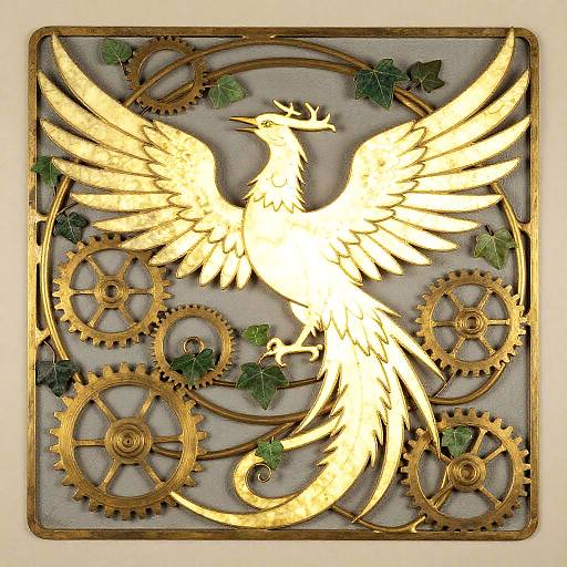 Mackintosh-Inspired Luminous Art Nouveau Phoenix