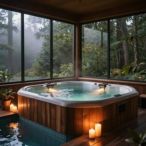 Tranquil Wellness Spa with Wooden Hot Tubs