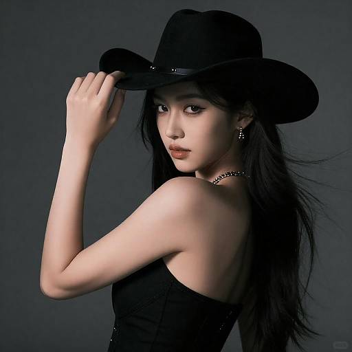 Dramatic Cowboy Shot — Woman in Black