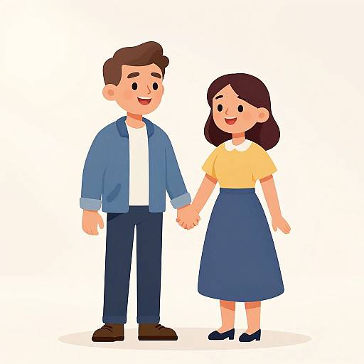 Cheerful English Couple Cartoon Illustration