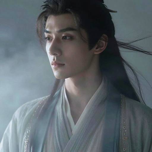 Ethereal Portrait of Man in Mystical Fog