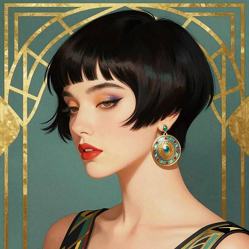 Art Deco Pixie with Vintage Earring
