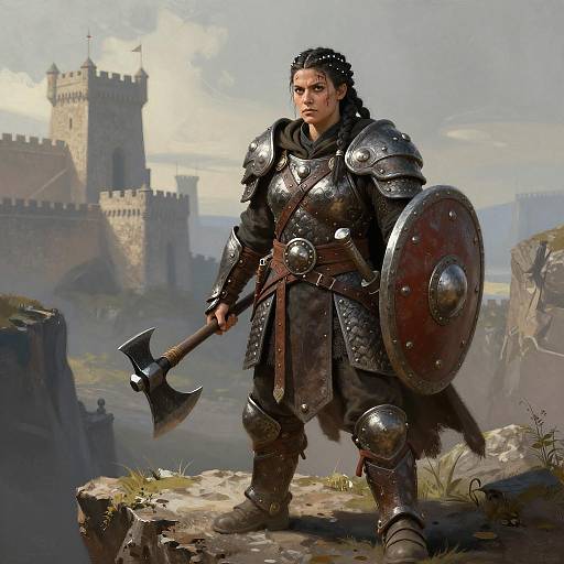 Powerful Female Dwarf Warrior Illustration