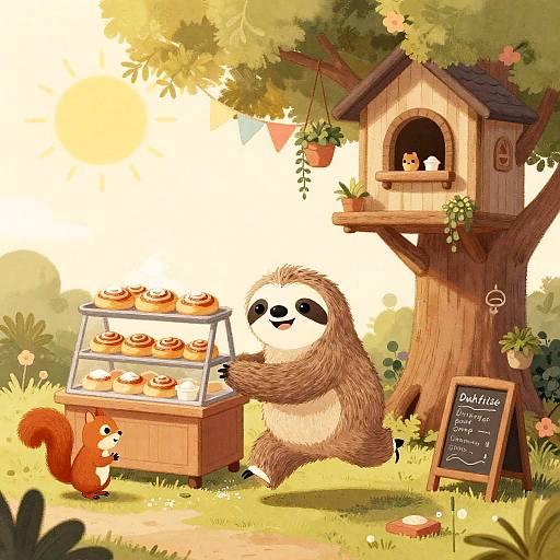 Whimsical Sloth Bakery in Treehouse