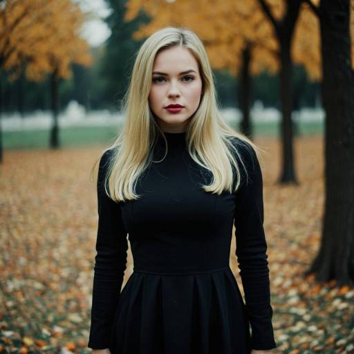 Elegant Girl in Black Dress for Halloween