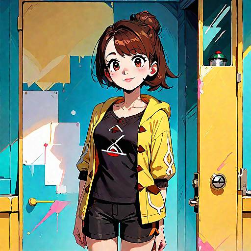 Gloria in Yellow Jacket Pose