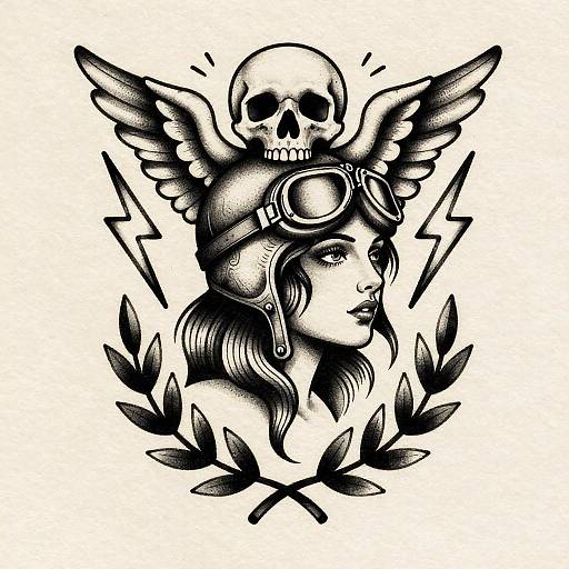 Vintage Tattoo Flash Woman Profile