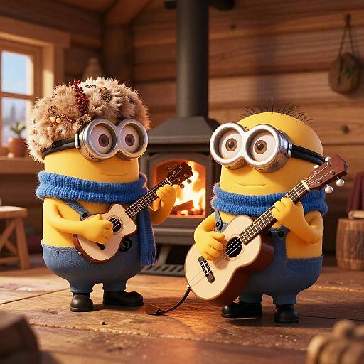 Cute Russian Minions in Cozy Izba