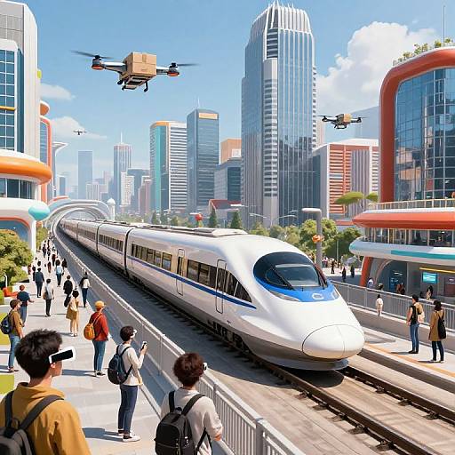 Futuristic 2076 Maglev Urban Metropolis