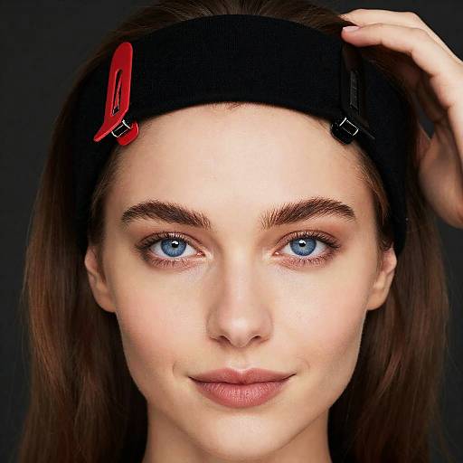 Confident Woman with Blue Eyes and Headband