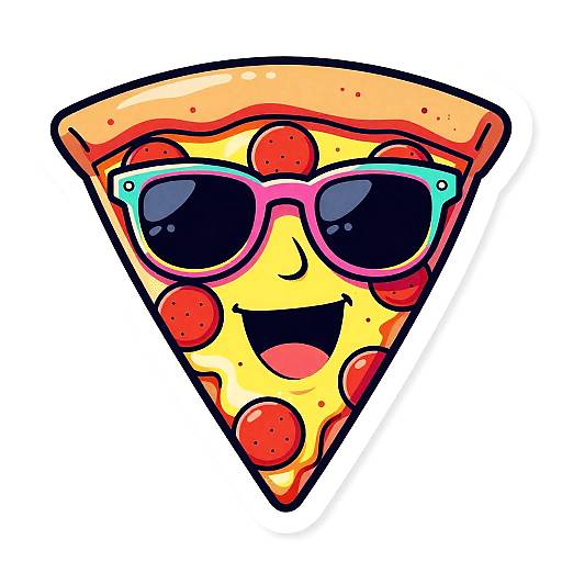 Pepperoni Pizza Slice Cartoon with Sunglasses