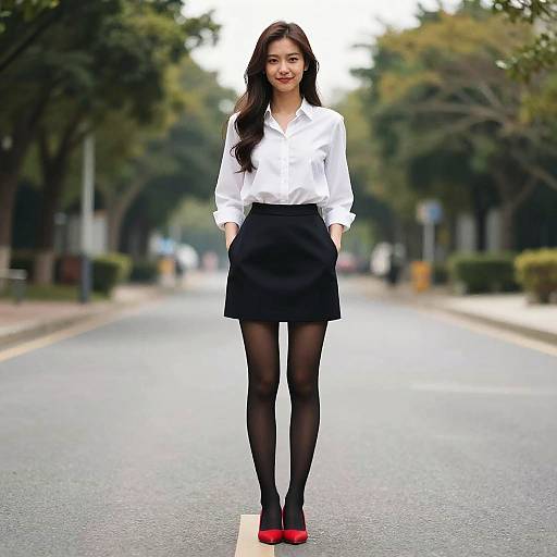 Smug Fashionable Woman Outdoors