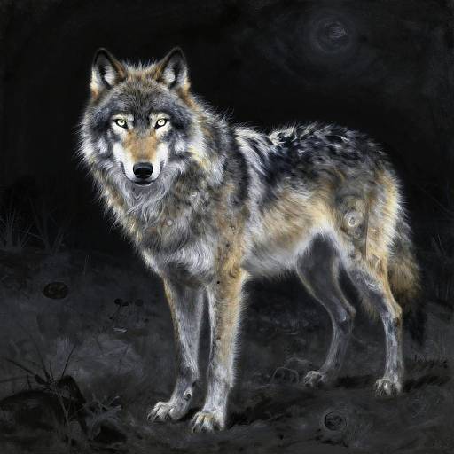 Spectral Wolf in Moonlit Tundra