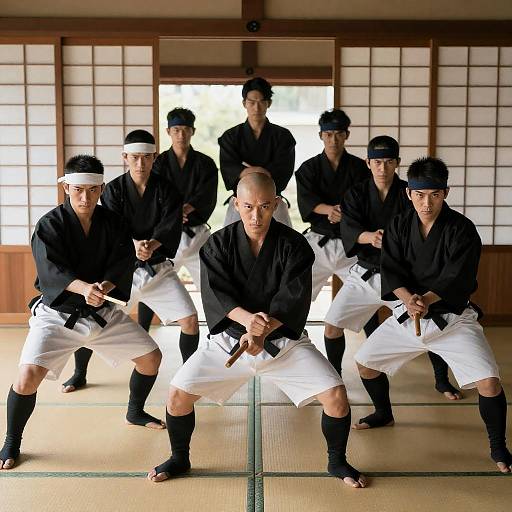 Ninja Group in Traditional Japanese Setting
