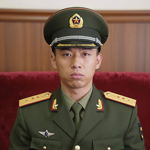 Asian Man in Military Uniform