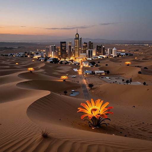 Sentient Desert Metropolis at Dusk
