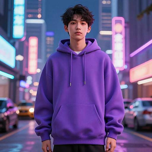 Realistic 3D Teen in Neon Hoodie