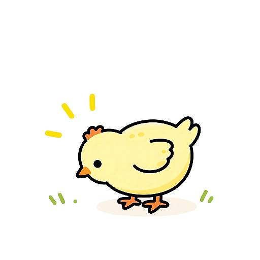 Cheerful Chick Line Art Illustration