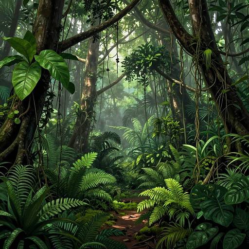 Vivid Tropical Jungle Floor Scene