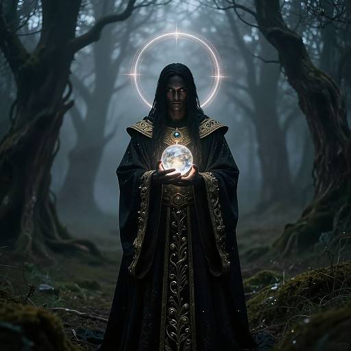 Dark-Skinned Oracle in Haunted Forest