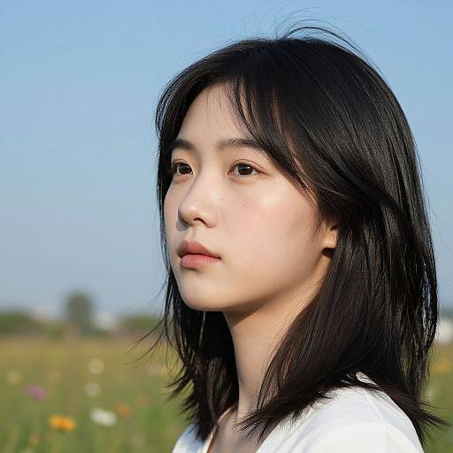 Serene Young Asian Woman in Morning Light