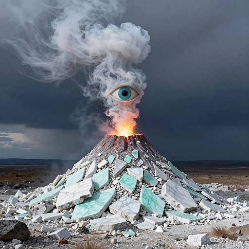 Frosted Marble Volcano with Demonic Smoke Eye