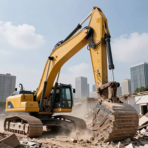 Low Angle Abrissbagger in City Demolition