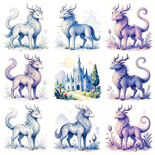 Glitch Art Mythical Fantasy Sketches