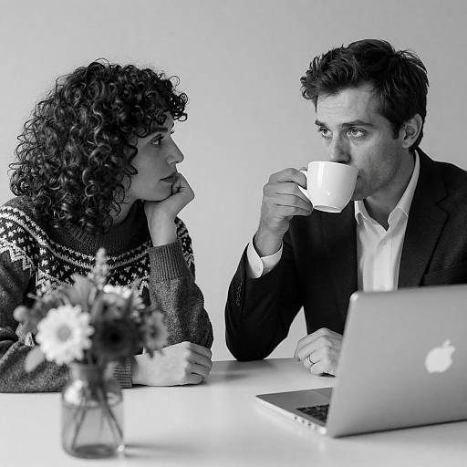 Intimate Black-and-White Dining Scene