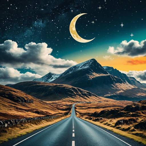 Idyllic Scottish Highlands Under Starry Sky Idyllic Scottish Highlands Under Starry Sky