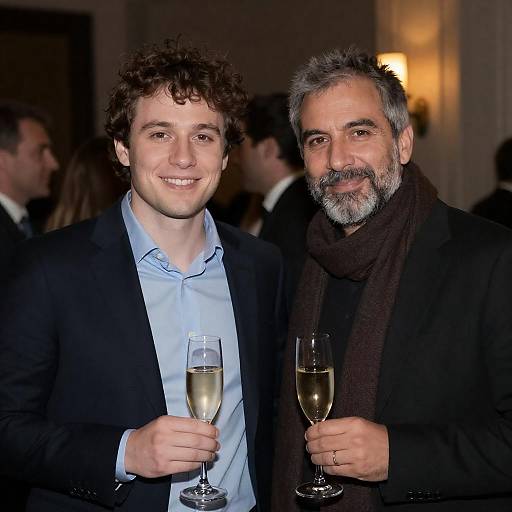 Two Friends Celebrating in Warm Ambiance