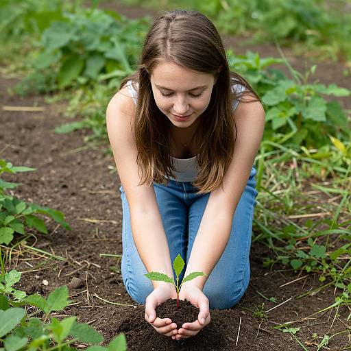 Young Woman Nurturing Nature in Summer