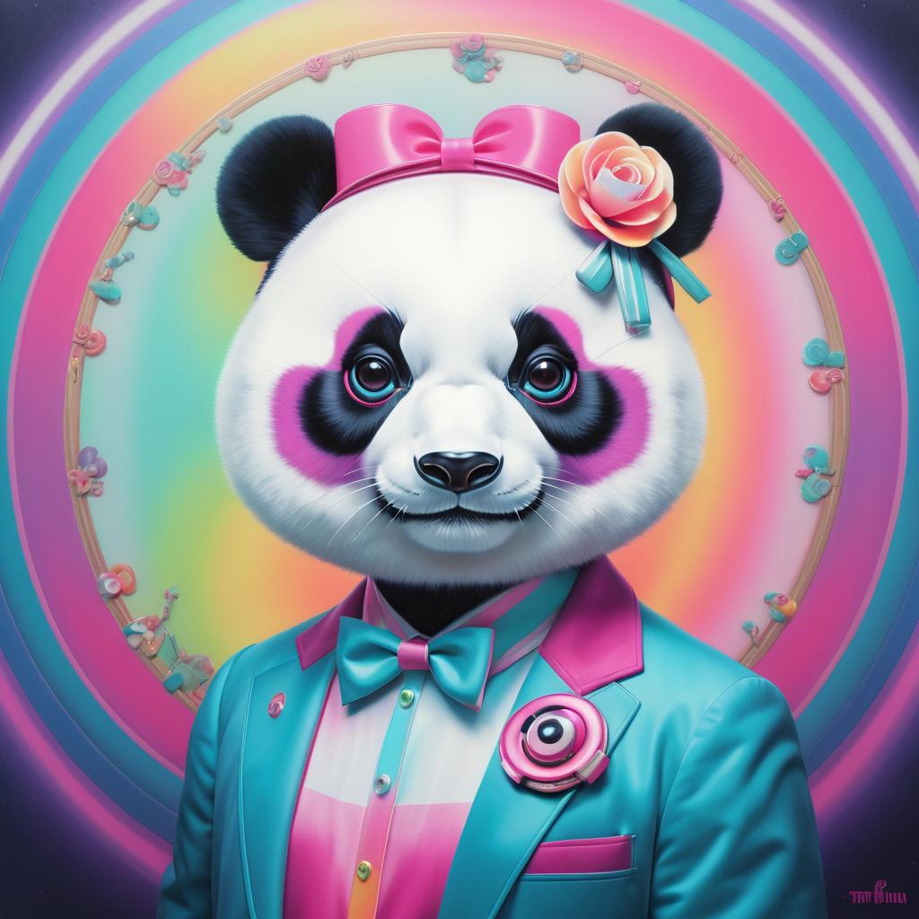 Pop Surrealist Panda in Retro Fashion