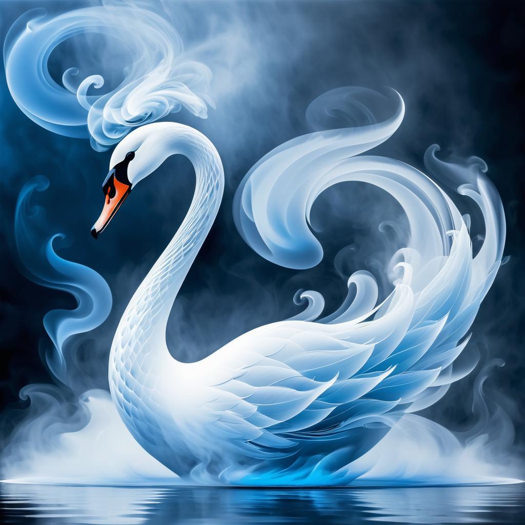 Elegant Smoke Swan Artistry in Blue