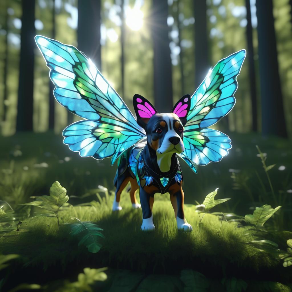 Surreal Dog with Butterfly Wings Footage