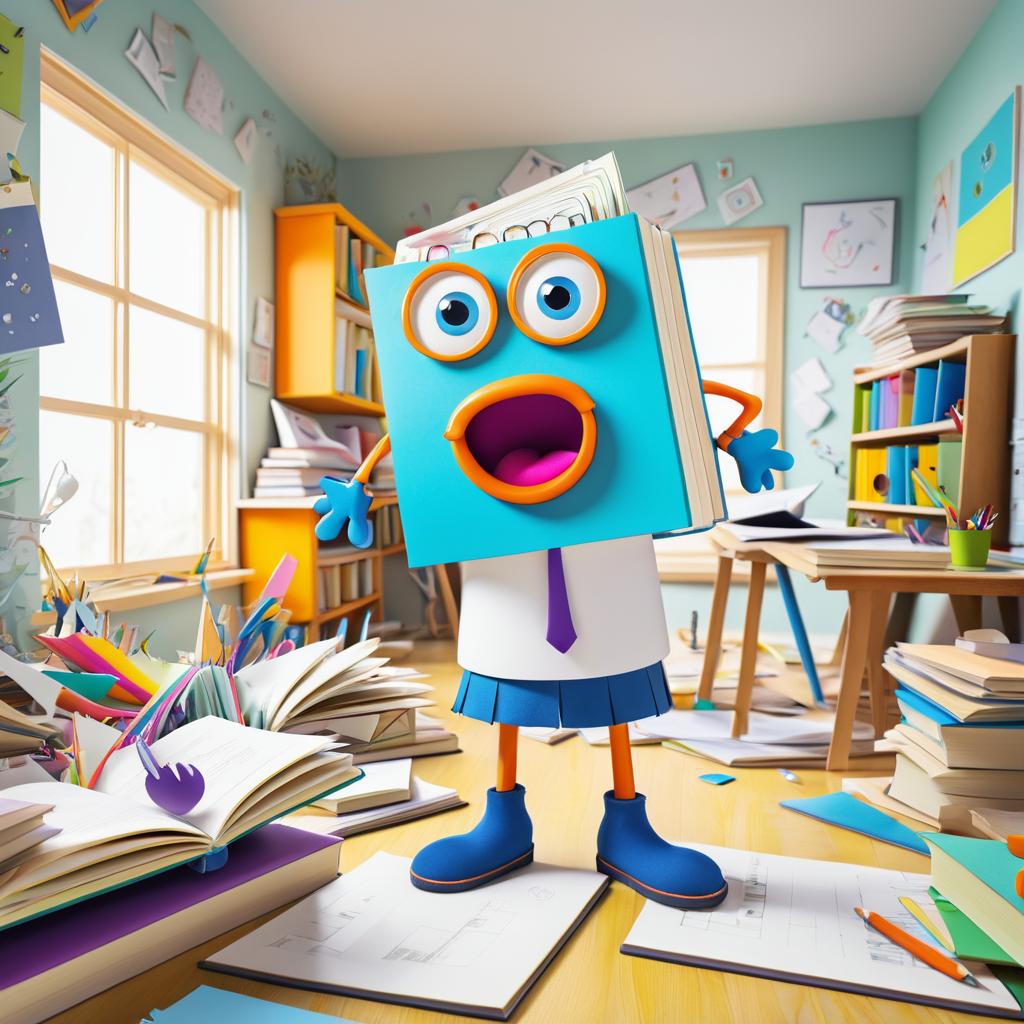 Whimsical Cartoon Homework Book Character