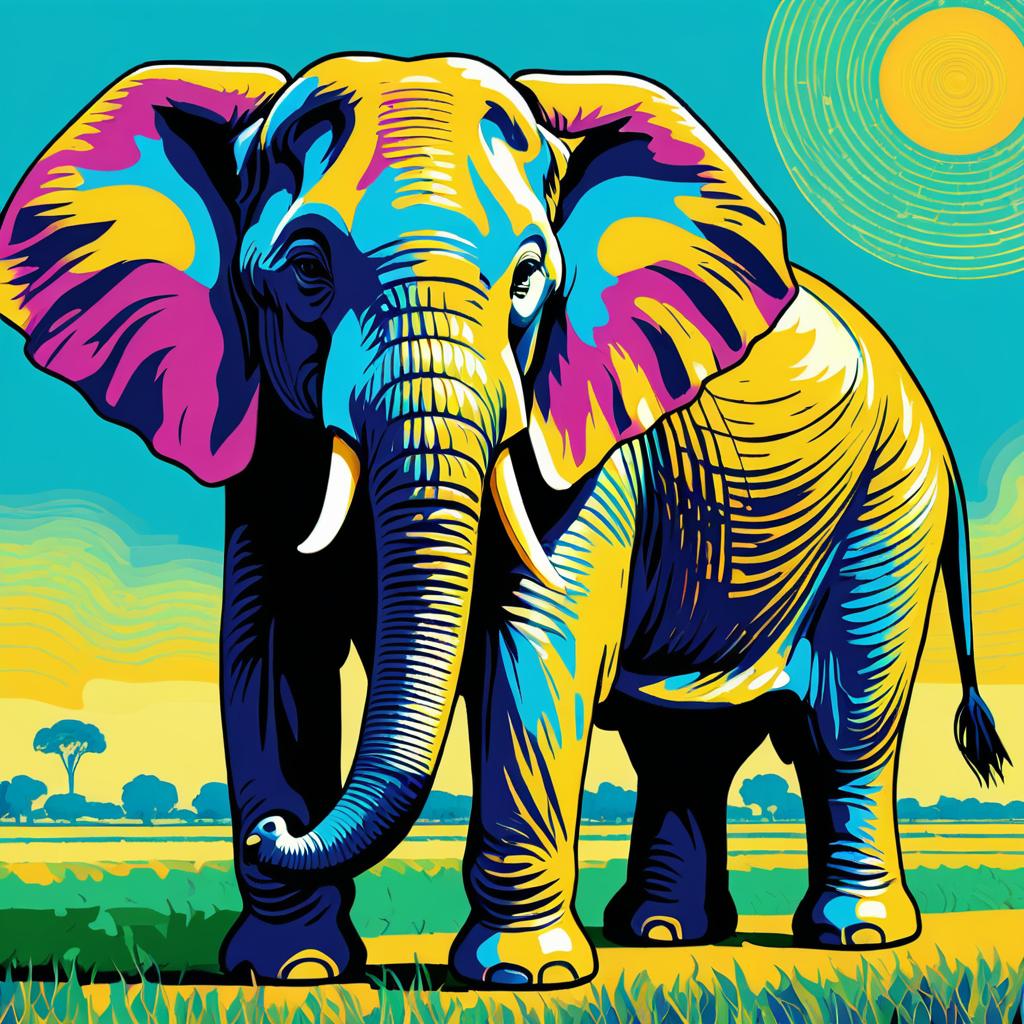 Retro Elephant Art: Van Gogh Meets Monet