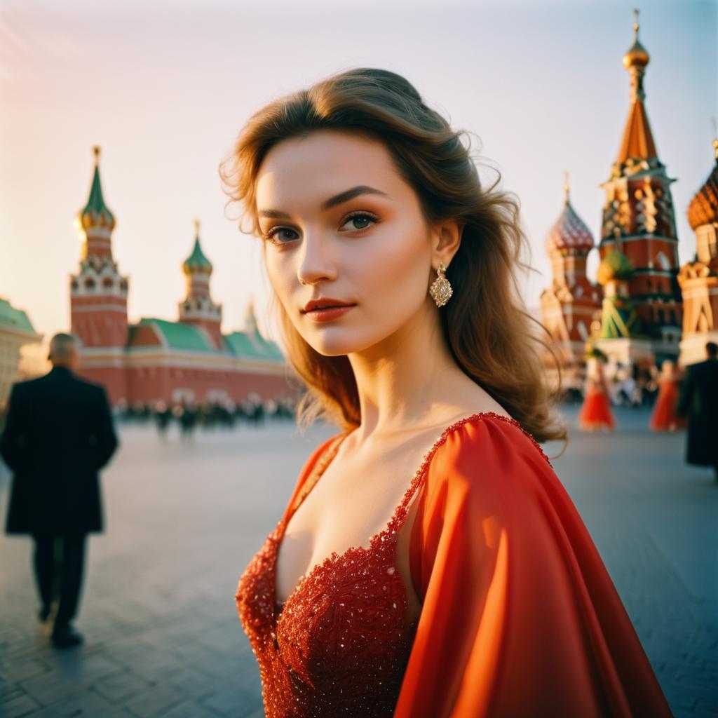 Elegant Evening Portrait in Red Square