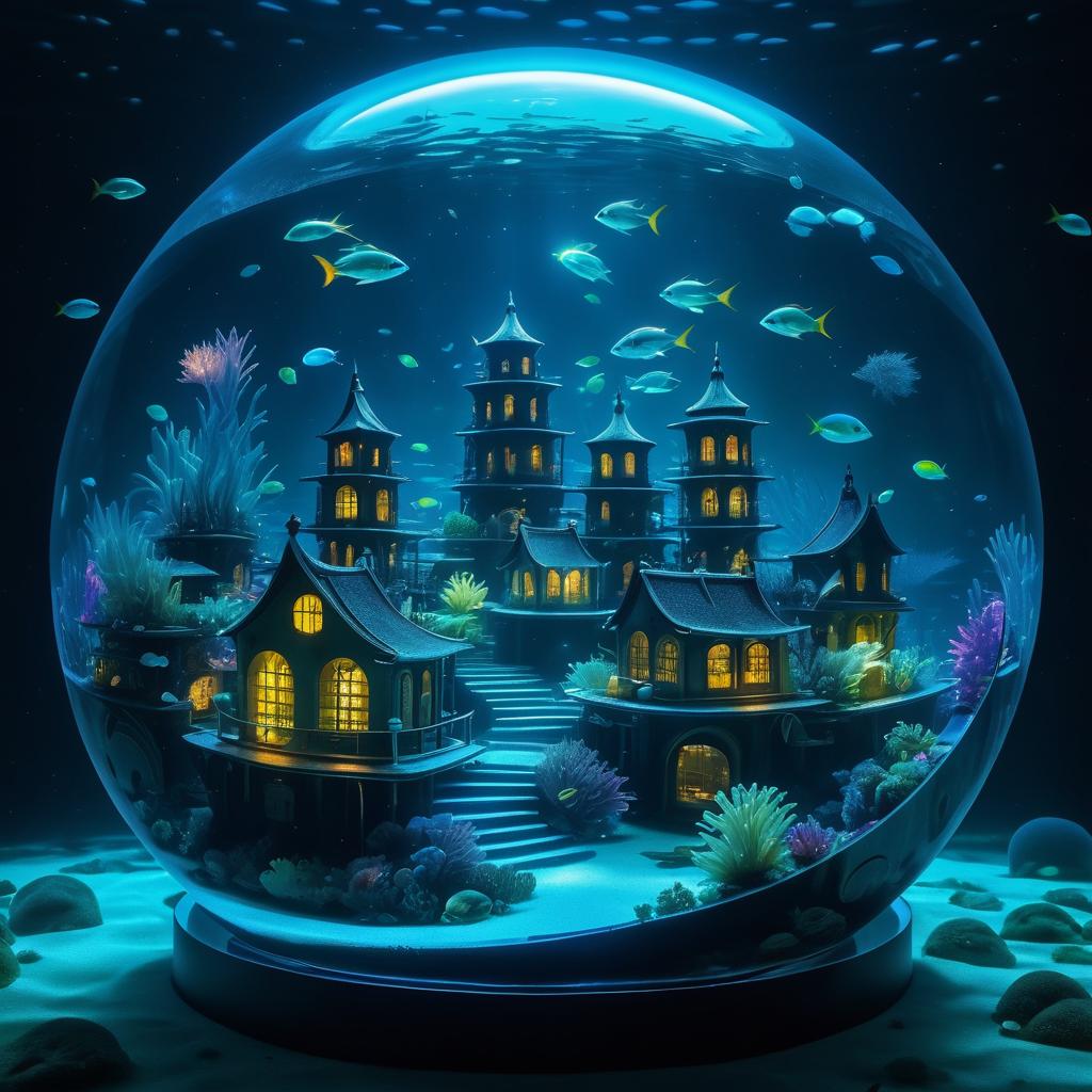 Mystical Underwater City in Glass Sphere