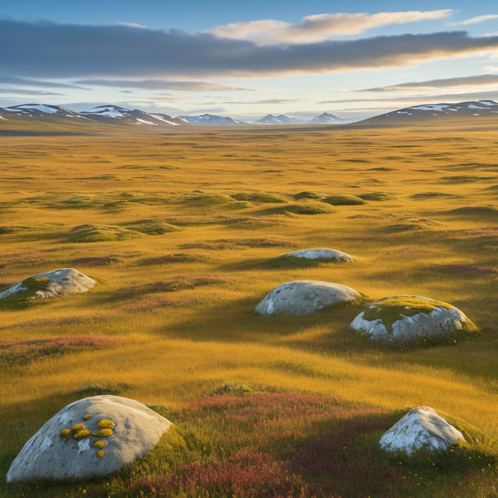 Expansive Tundra with Roaming Caribou