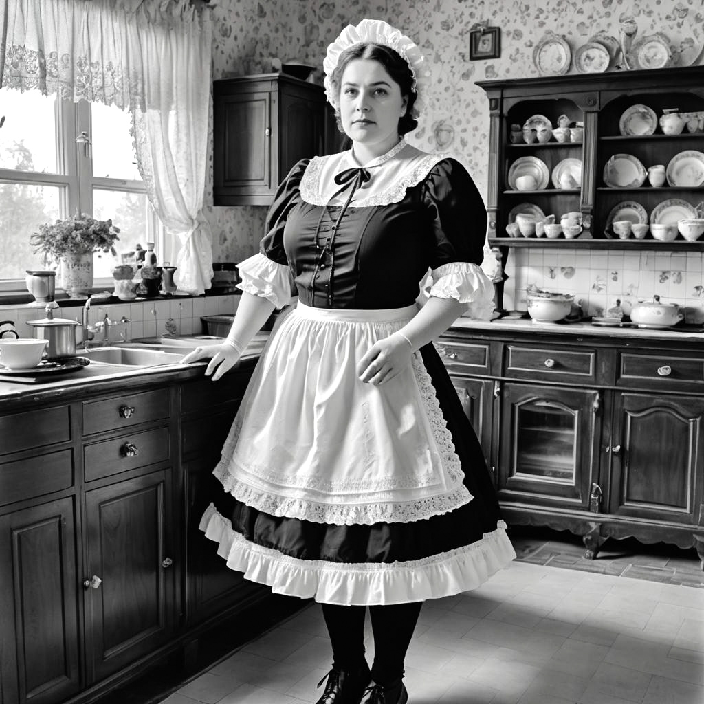 Classic Curvy Maid in Monochrome Style