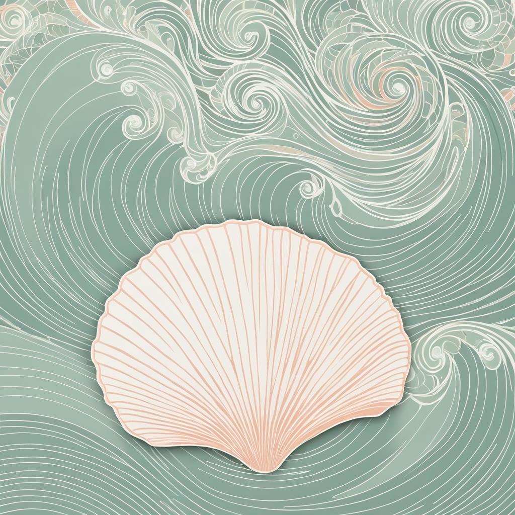 Intricate Seashell Illustration with Waves